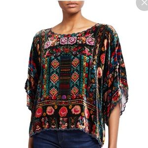 JOHNNY WAS “Lorna” Velvet Top. Worn once. Size XS.